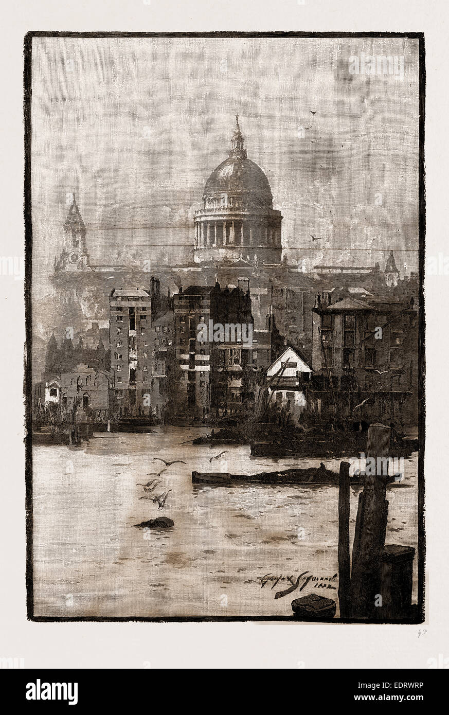 ROYAL DER: DIE THEMSE VON DER QUELLE ZUM MEER: ST. PAUL AUS DEM FLUSS, LONDON, UK, 1886 Stockfoto