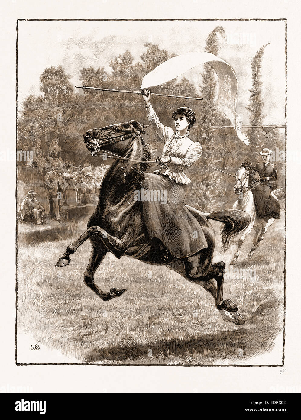 Sieg: Damen kippen AT THE RING IN Teneriffa, 1897: Kippen am Ring ist ein beliebtes Vergnügen mit Damen und Herren Stockfoto