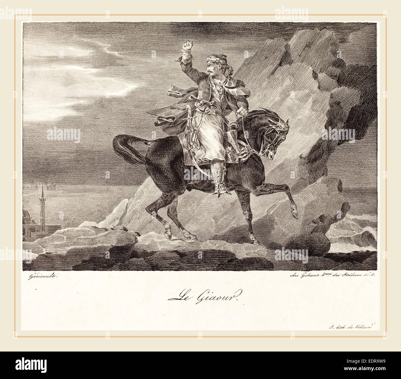 Théodore Gericault (Französisch, 1791-1824), Le Giaur (die Ungläubigen), 1820, Lithographie auf Papier Vélin Stockfoto