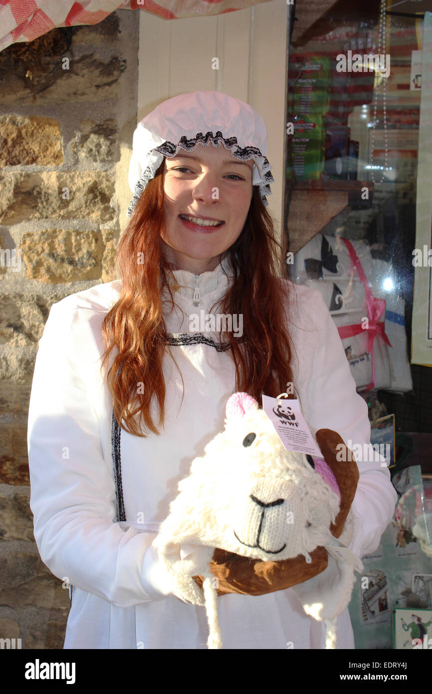 England Nth Yorkshire Grassington Dickens Christmas Festival Charakter auf dem Markt Peter Baker Stockfoto