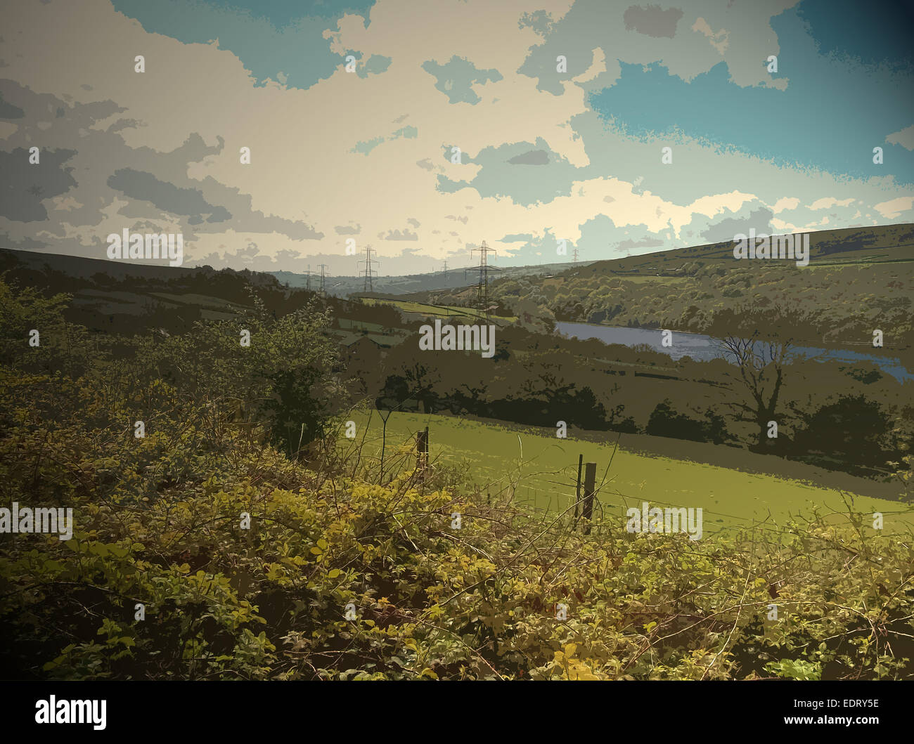 Deepclough und Valehouse Reservoir, Bild hier vom Longdendale Trail, UK, Kunst, Kunst, Großbritannien Stockfoto