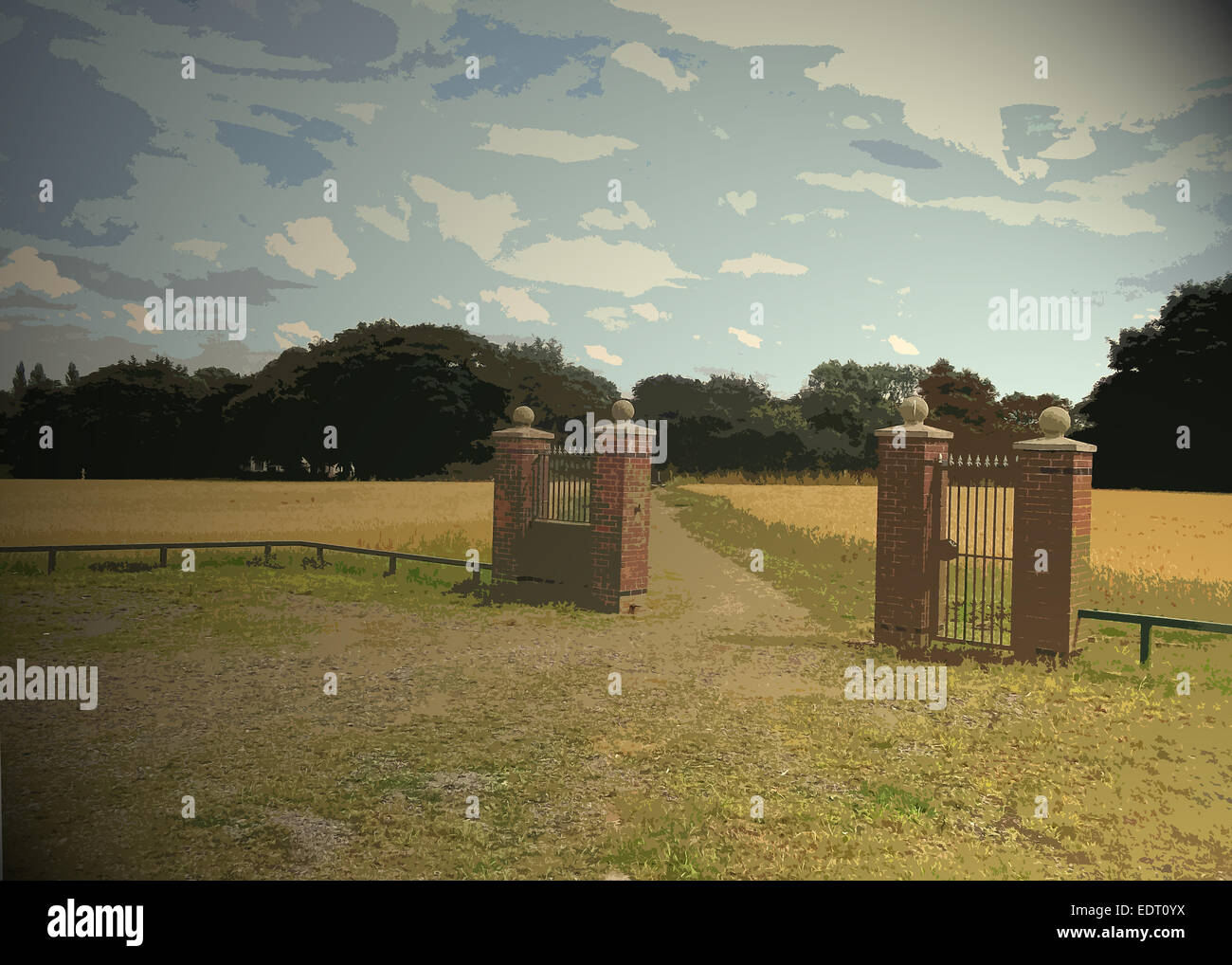 Eingang zum Shirebrook Friedhof, Eingang, Shirebrook Friedhof, in der Nähe von Langwith Junction, Derbyshire, UK, Kunst, Kunst Großbritannien Stockfoto