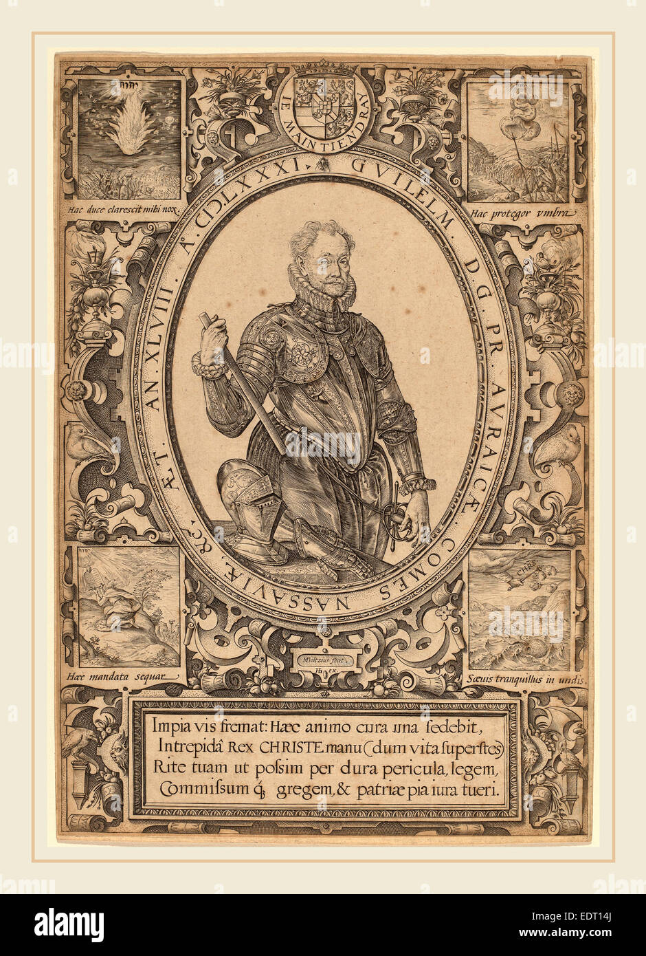 Hendrik Goltzius (Niederländisch, 1558-1617), William, Prinz von Nassau-Oranien, 1581, Gravur Stockfoto