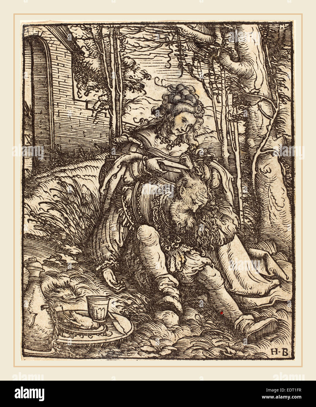 Hans Burgkmair I (Deutsch, 1473-1531), Samson und Delilah, Holzschnitt Stockfoto