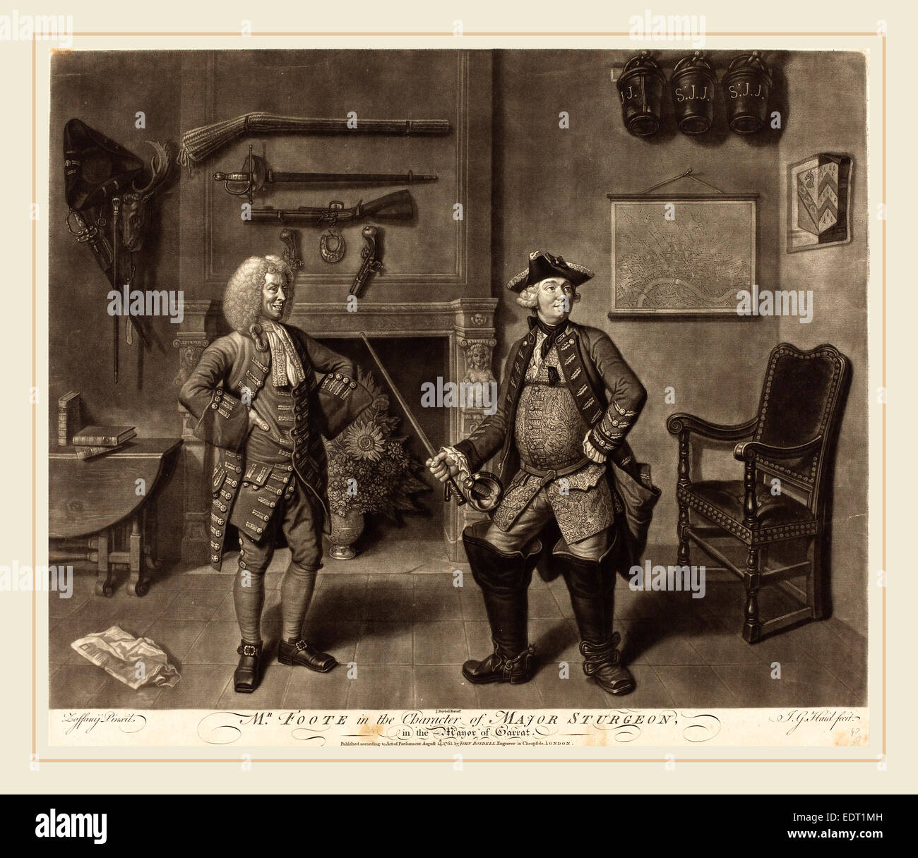 Johann Gottfried Haid nach Johann Zoffany (Deutsch, 1710-1776), Herr Foote im Zeichen des großen Stör Stockfoto