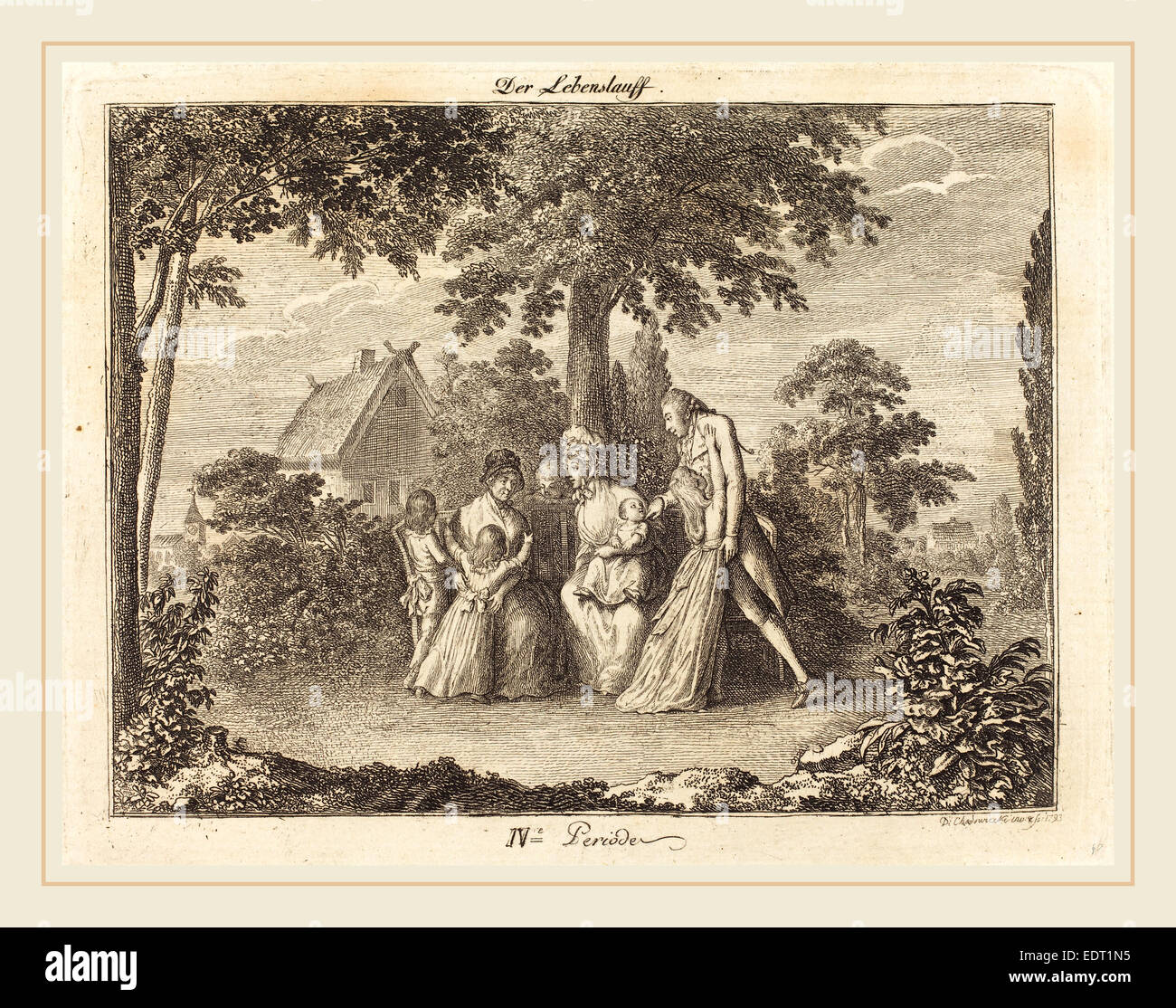 Daniel Nikolaus Chodowiecki (Deutsch, 1726-1801), wachsende Familie, 1793, Radierung Stockfoto