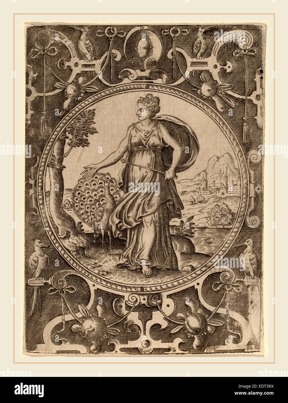 Abraham de Bruyn (Flämisch, 1540-1587), Juno, Gravur Stockfoto