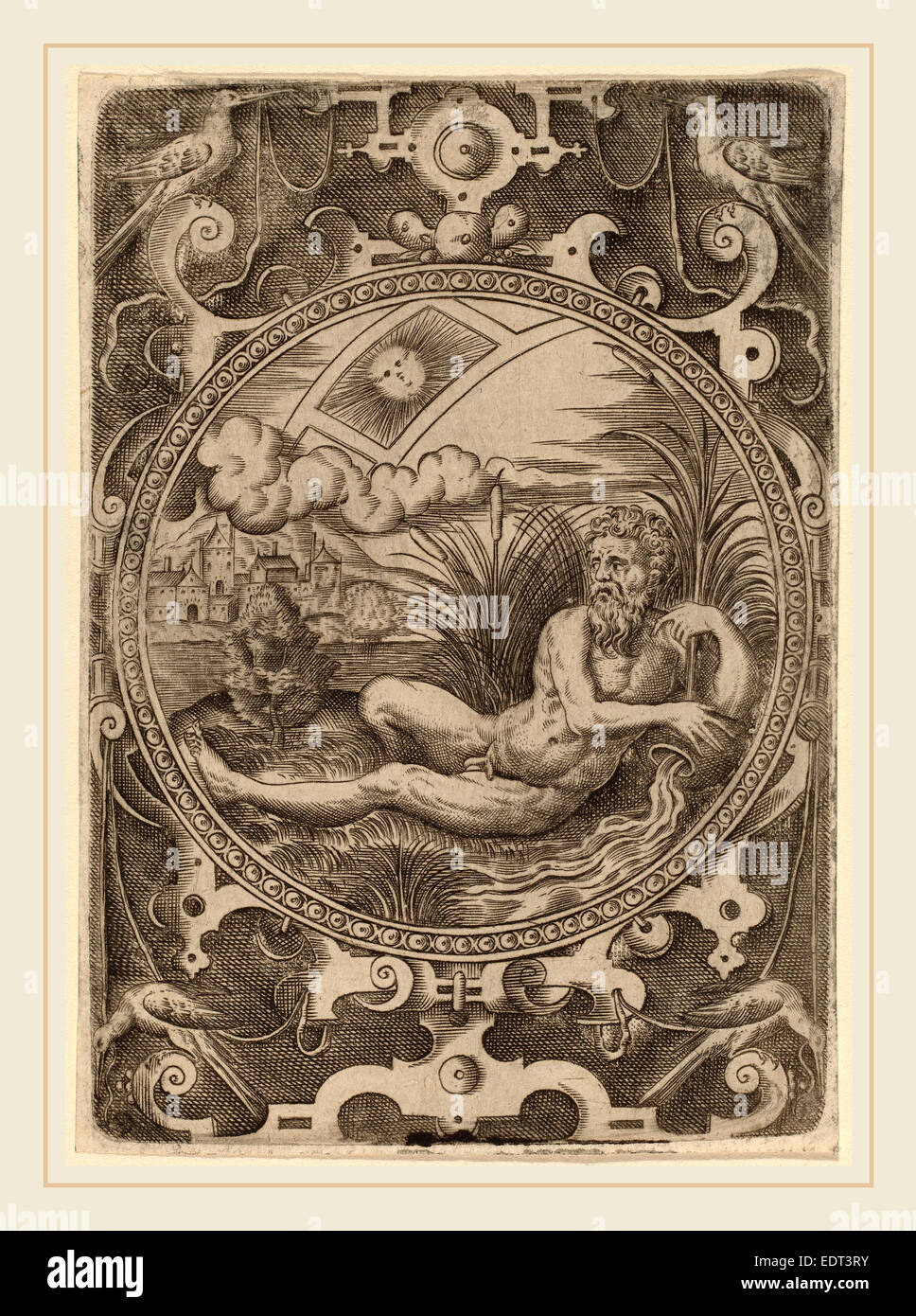 Abraham de Bruyn (Flämisch, 1540-1587), Cebren (Flussgott), Gravur Stockfoto