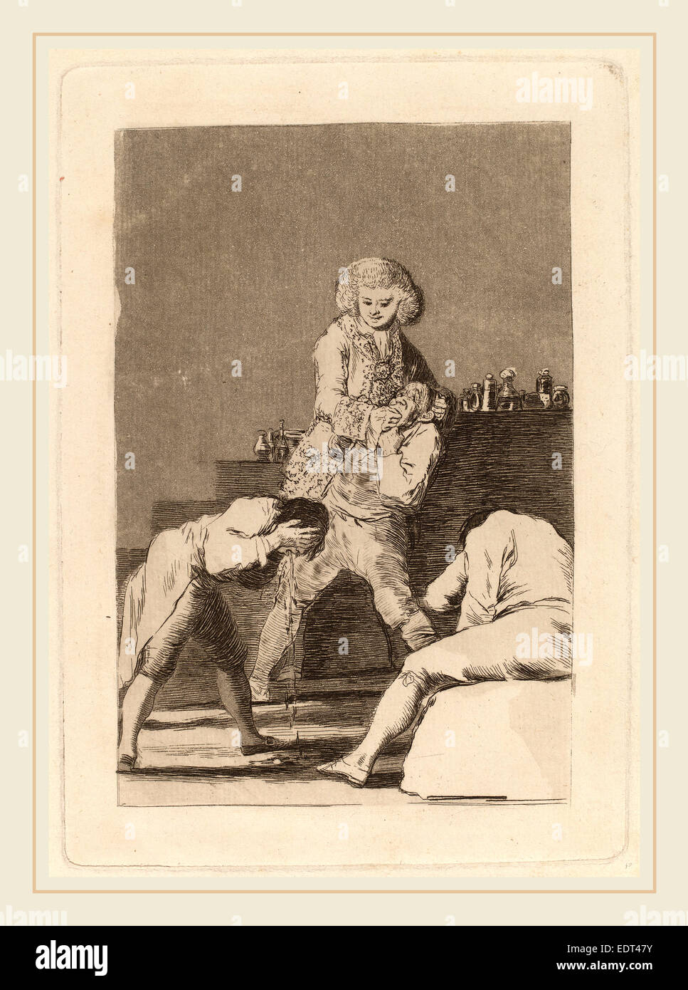 Francisco de Goya, Al Conde Palatino (zum Pfalzgrafen), Spanisch, Aquatinta 1746-1828, in oder vor 1799, Radierung, Kaltnadelradierung Stockfoto