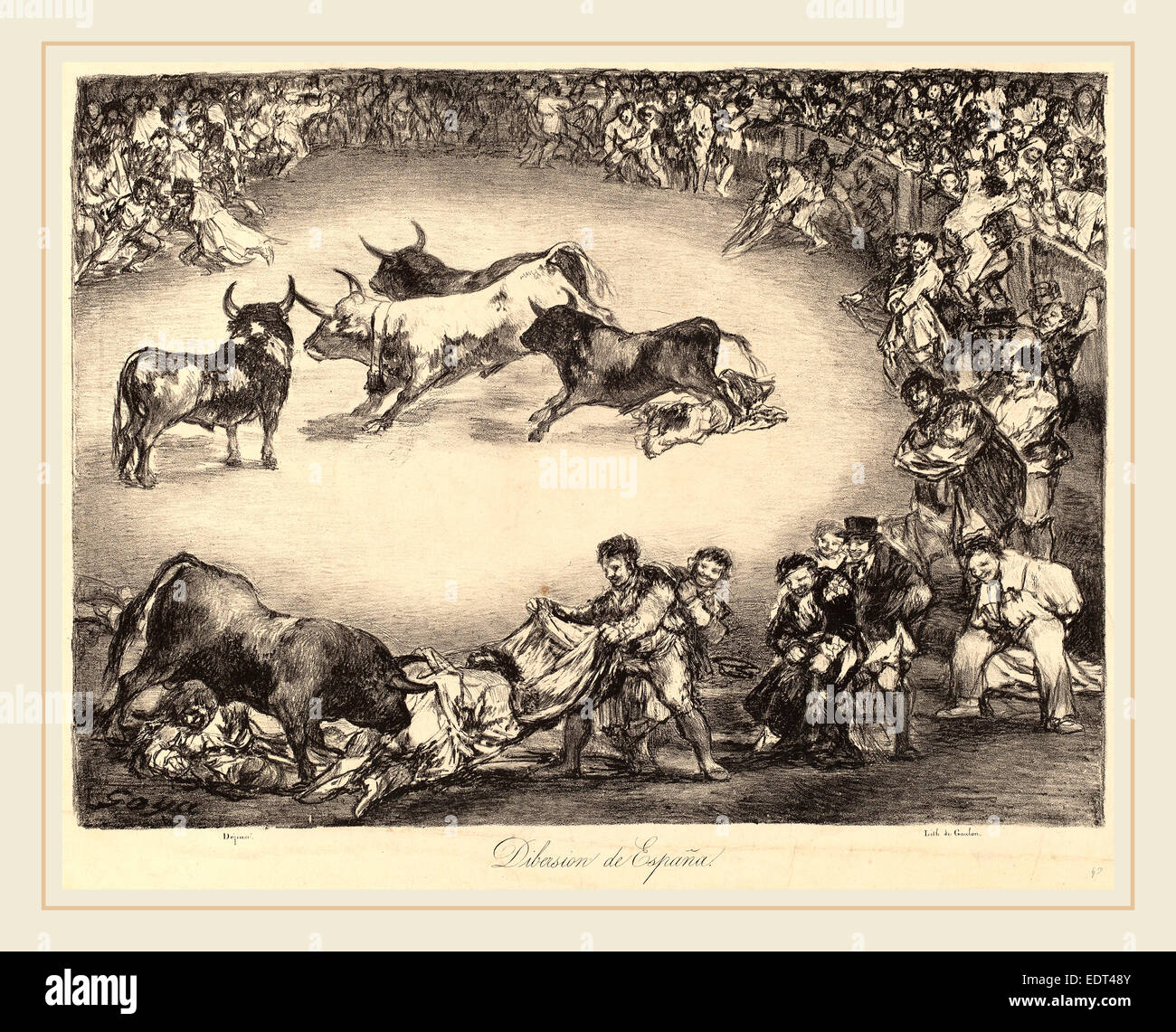 Francisco de Goya, Dibersion de España (Spanisch Entertainment), Spanisch, 1746-1828, 1825, Lithographie auf Papier Vélin Stockfoto