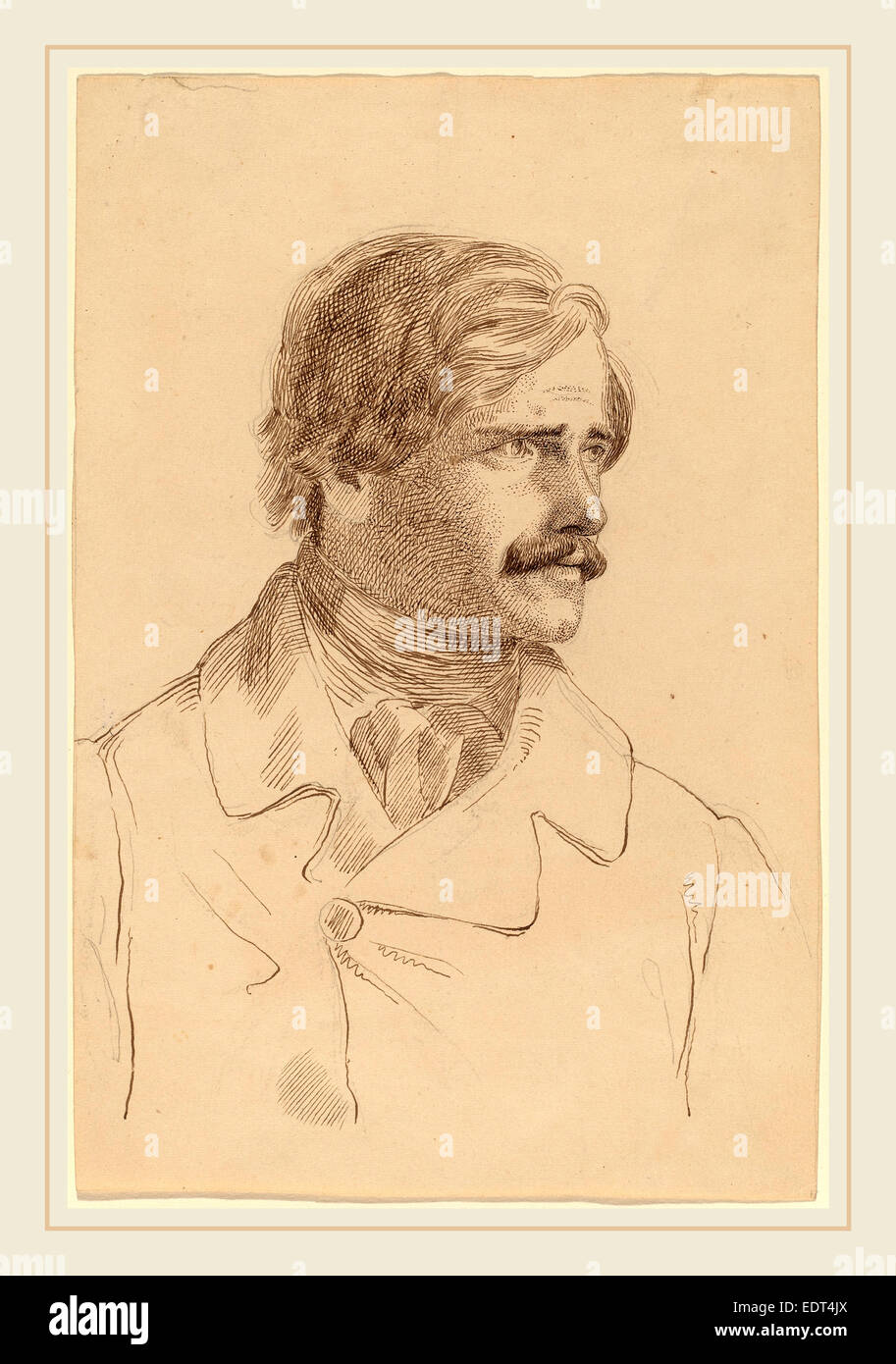 Horatio Greenough, The Artist Bruder Richard Greenough (?), amerikanisch, 1805-1852, c. 1850, Feder und braune Tinte über Graphit Stockfoto