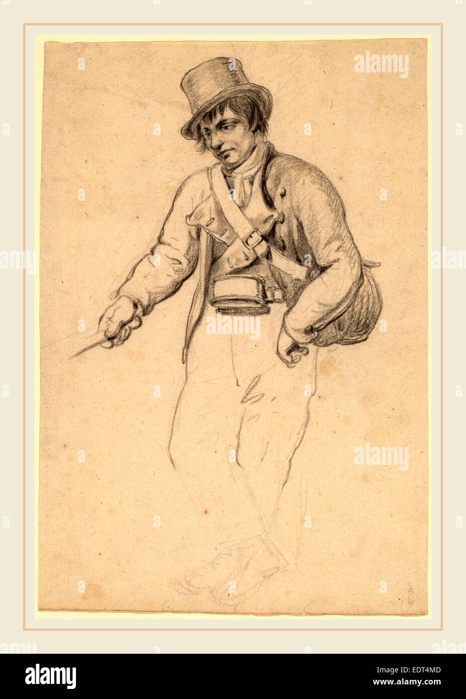 John Wesley Jarvis, irischen Fischer, amerikanisch, schwarze 1780-1840, Kreide und Graphit auf Bütten Stockfoto