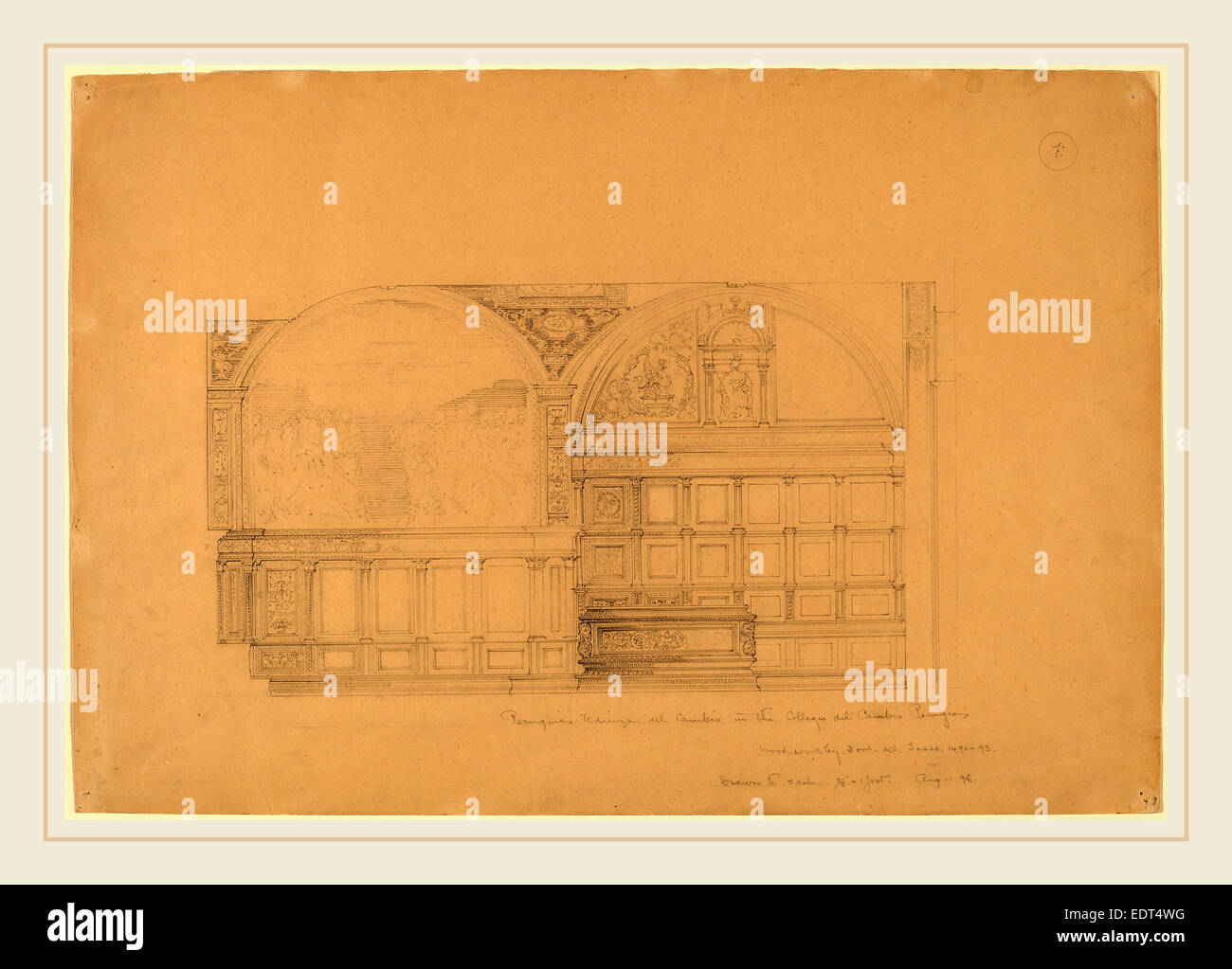 John Russell Pope, Peruginos Udienza del Cambio im Collegio del Cambio, Perugio, American, 1874-1937, 1896, Graphit Stockfoto