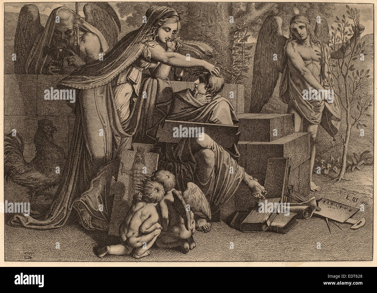 Carl Russ (Austrian, 1779-1843), jungen Mann von Genie, 1810, Kaltnadelradierung mit Aquatinta Radierung inspiriert Stockfoto