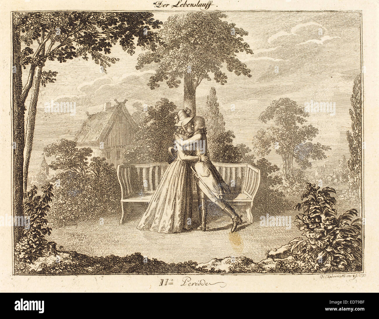 Daniel Nikolaus Chodowiecki (Deutsch, 1726-1801), Liebhaber, 1793, Radierung Stockfoto