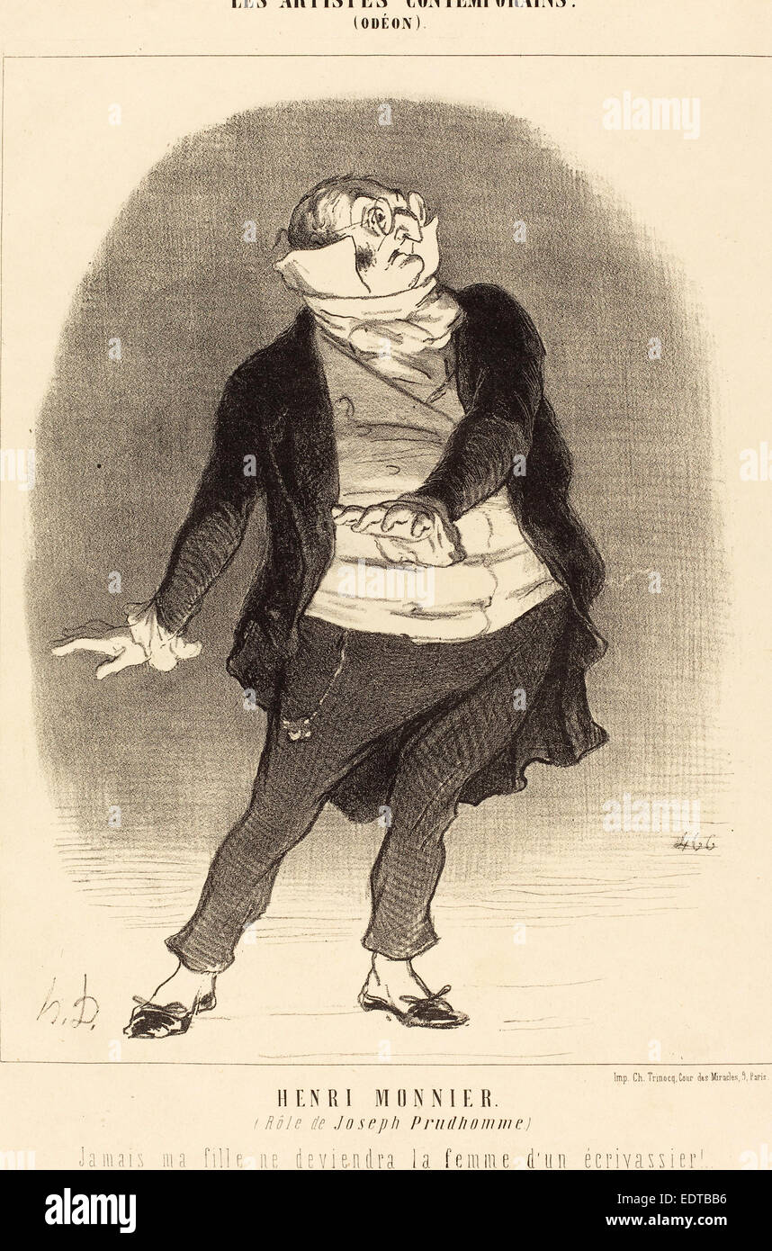 Honoré Daumier (Französisch, 1808-1879), Henri Monnier (Rôle de Joseph Prudhomme), 1852, Lithographie Stockfoto