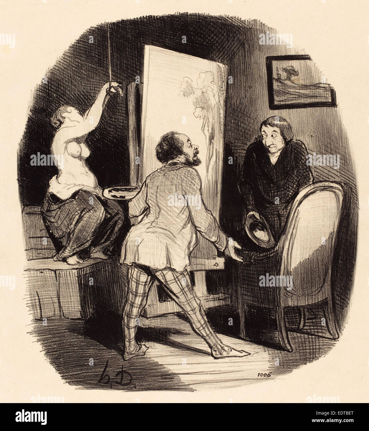 Honoré Daumier (Französisch, 1808-1879), Une Position Difficile, 1847, Lithographie Stockfoto