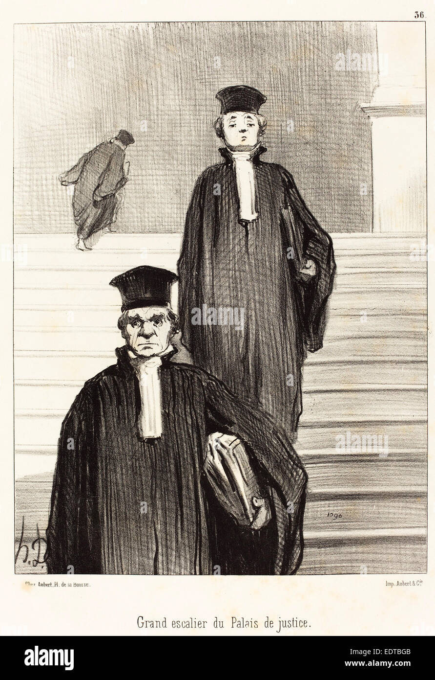 Honoré Daumier (Französisch, 1808-1879), Grand Escalier du Palais de Justice.  Vue de Gesicht, 1848, Lithographie Stockfoto
