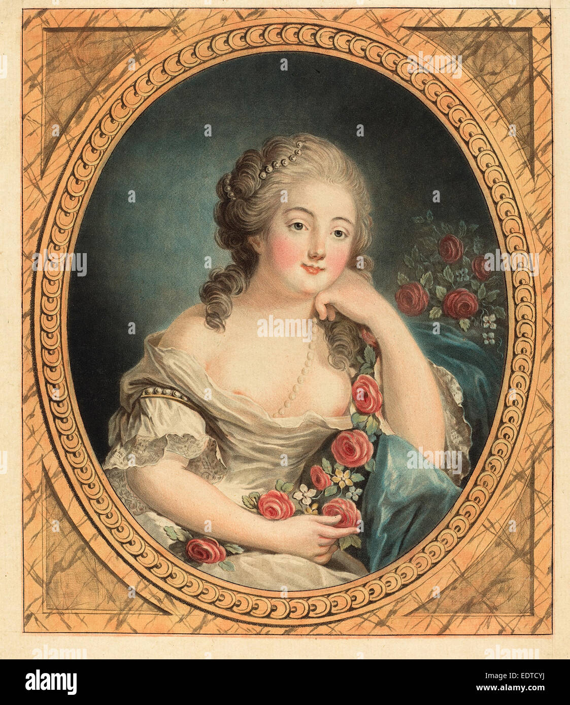 Jean-Francois Janinet (Französisch, 1752-1814), L'agreable Neglige, Farbe 1779, Aquatinta Stockfoto