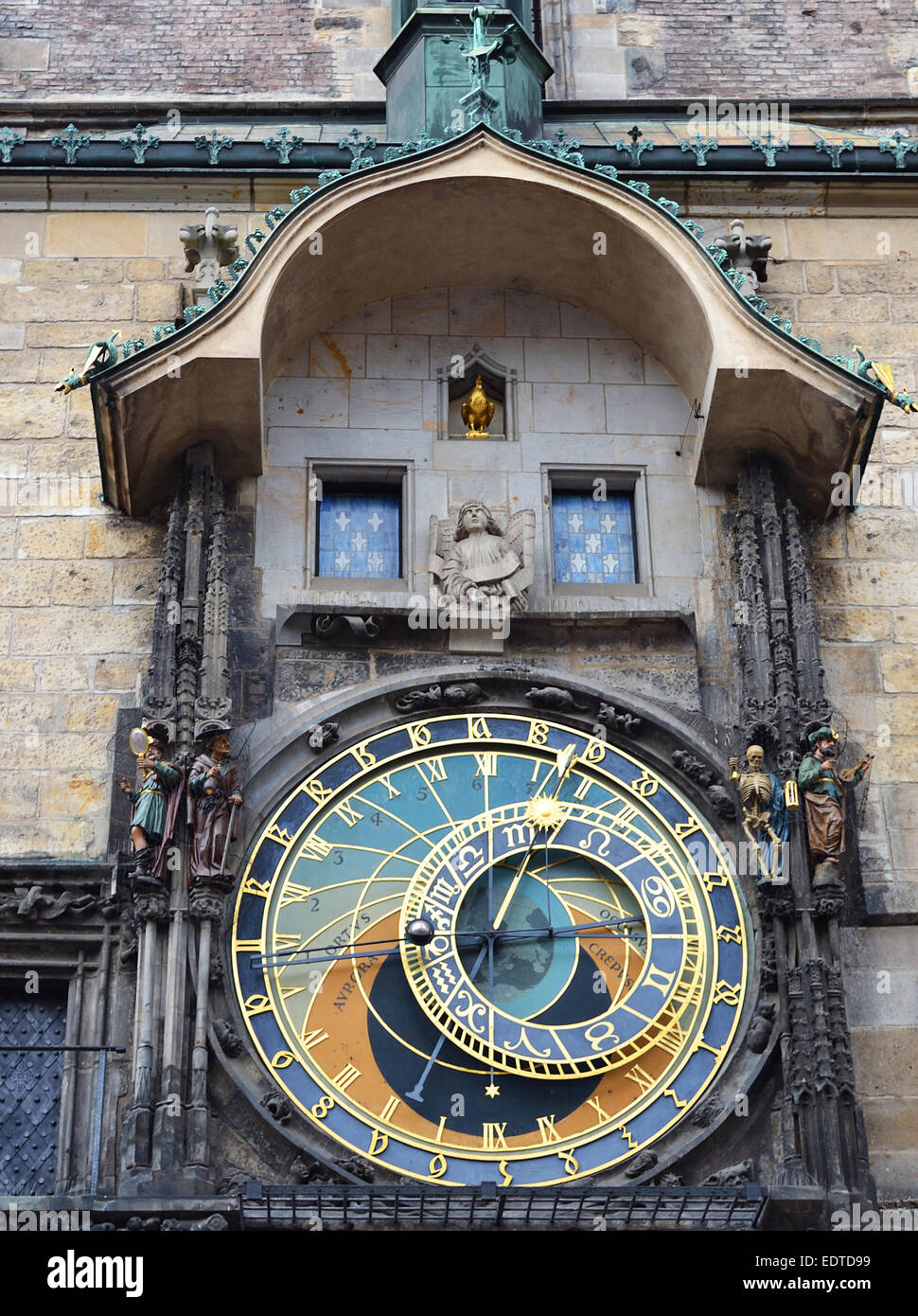 Eine Nahaufnahme der astronomischen Uhr, Prag, Tschechische Republik Stockfoto