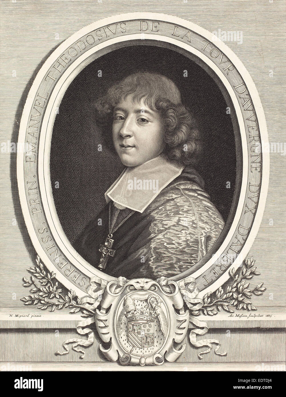Antoine Masson nach Nicolas Mignard (Französisch, 1636-1700), Kardinal de Bouillon, 1665, Ätzen und Gravur Stockfoto