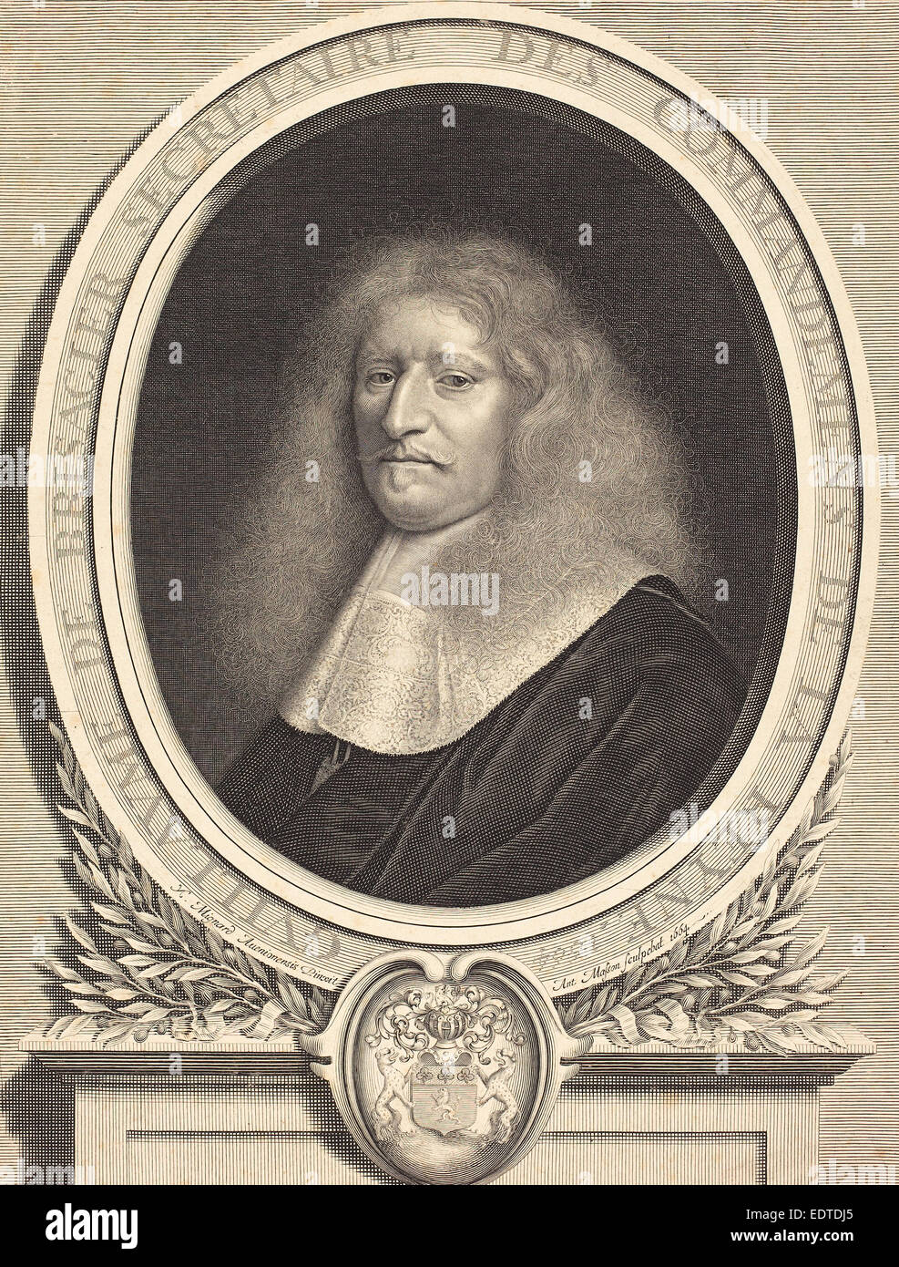 Antoine Masson nach Nicolas Mignard (Französisch, 1636-1700), Guillaume de Brisacier, 1664, Ätzen und Gravur Stockfoto