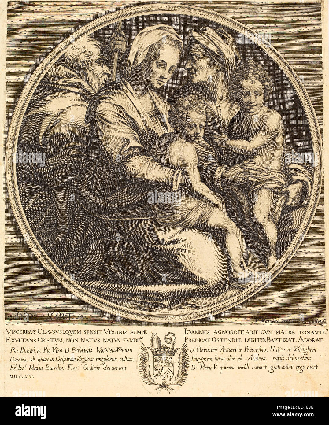 Jacques Callot nach Andrea del Sarto (Französisch, 1592-1635), die Heilige Familie, Gravur Stockfoto