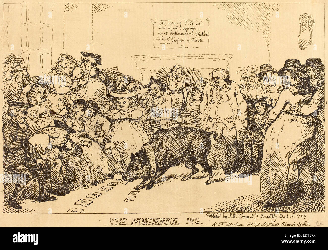 Thomas Rowlandson (Britisch, 1756-1827), das wunderbare Schwein, 1785, Radierung Stockfoto
