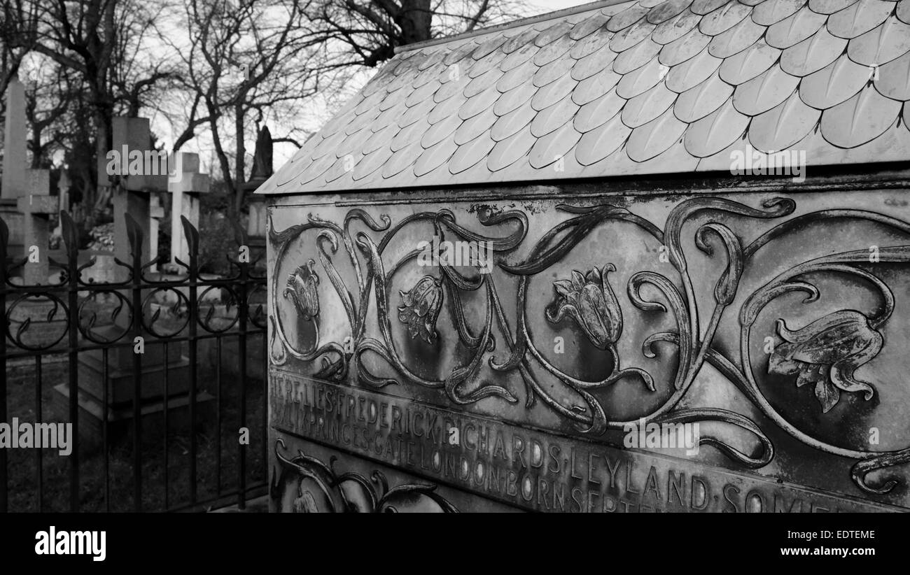 Brompton Cemetery, Grab von Frederick Richards Leyland Stockfoto