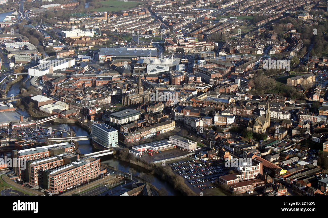 Luftaufnahme der South Yorkshire Stadt Rotherham, Großbritannien Stockfoto