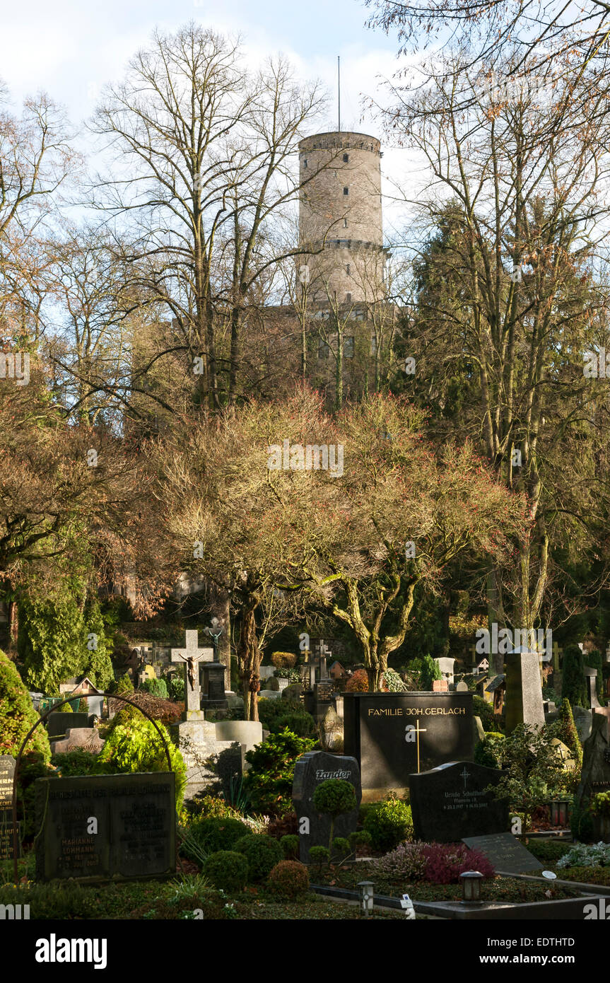 Der Burgfriedhof (Burg Friedhof) unterhalb der Burg Godesburg in Bonn - Bad Godesberg, NRW, Deutschland. Stockfoto