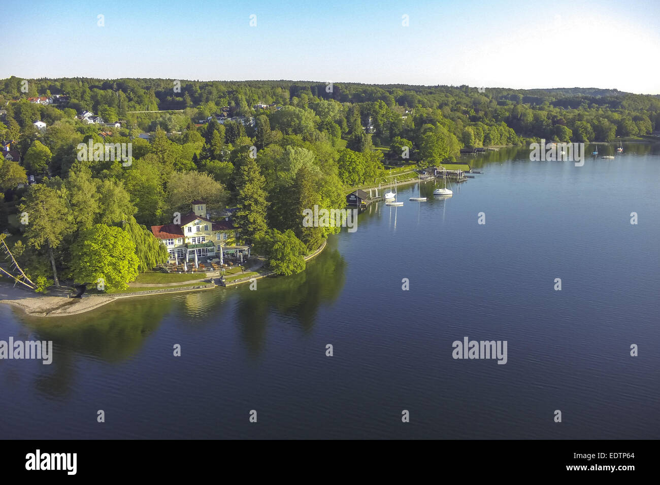 Blick Auf den Starnberger See, Bayern, Oberbayern, Deutschland, Ansicht der Starnberger See, Bayern, Upper Bavaria, Germany, Lake Star Stockfoto