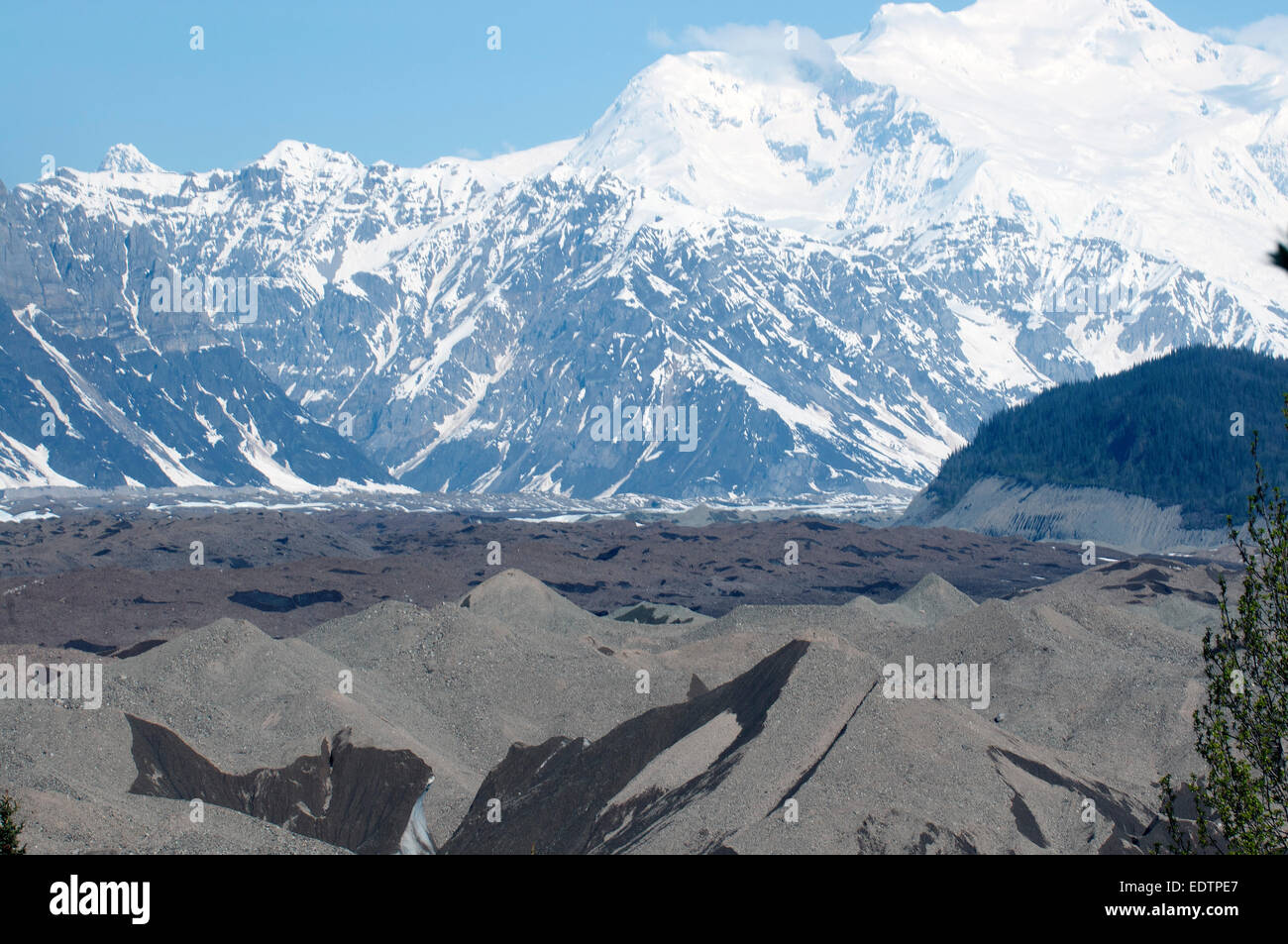 Blick auf Mount Blackburn Kennicott Gletscher beginnt Stockfoto
