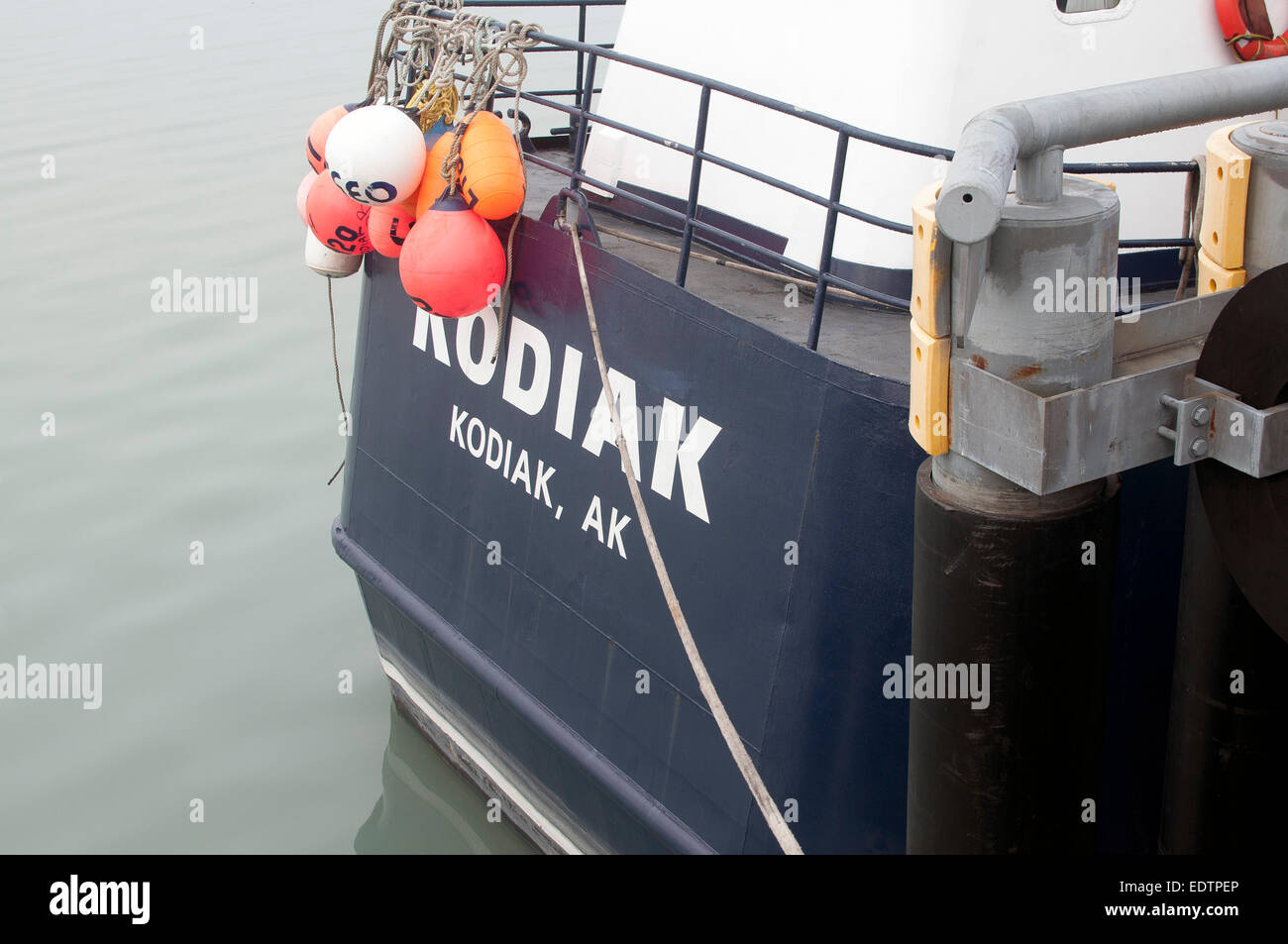 Angelboot/Fischerboot Kodiak am dock Stockfoto