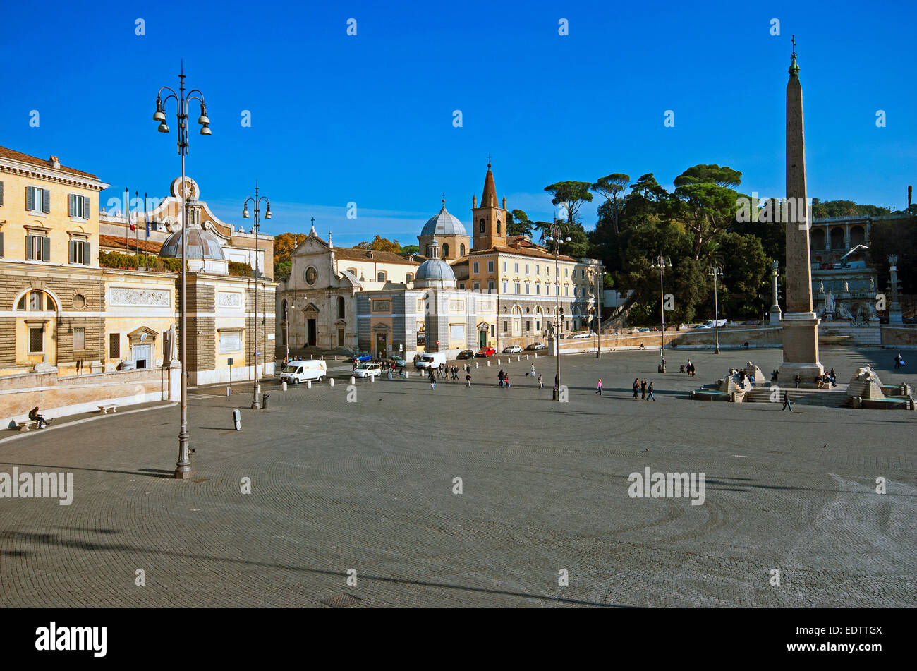 Piazza del Popolo mit der ägyptische Obelisk (Obelisco Flaminio), Rom, Italien Stockfoto