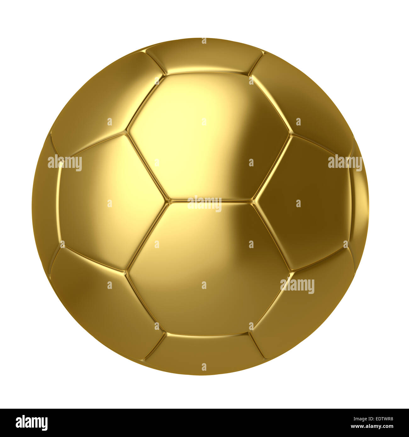 3D Render des goldenen Fußball isoliert auf weißem Hintergrund Stockfoto