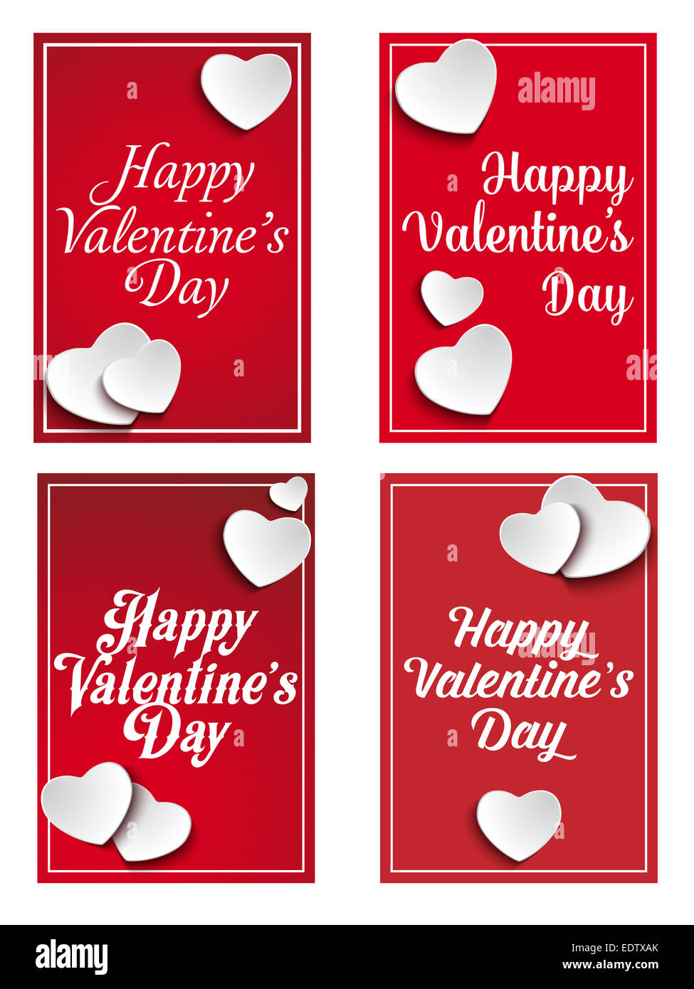 Vektor - Valentinstag-Satz von vier Web-Banner Stockfoto