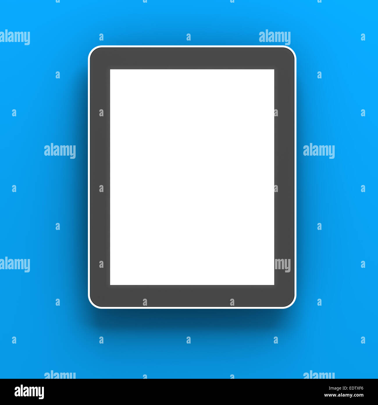 Generische digital-Tablette vor blauem Hintergrund, 3d Rendern Stockfoto