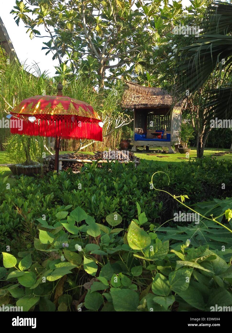 Garten am DESA SENI eine Dorfhotel - BALI, Indonesien Stockfoto
