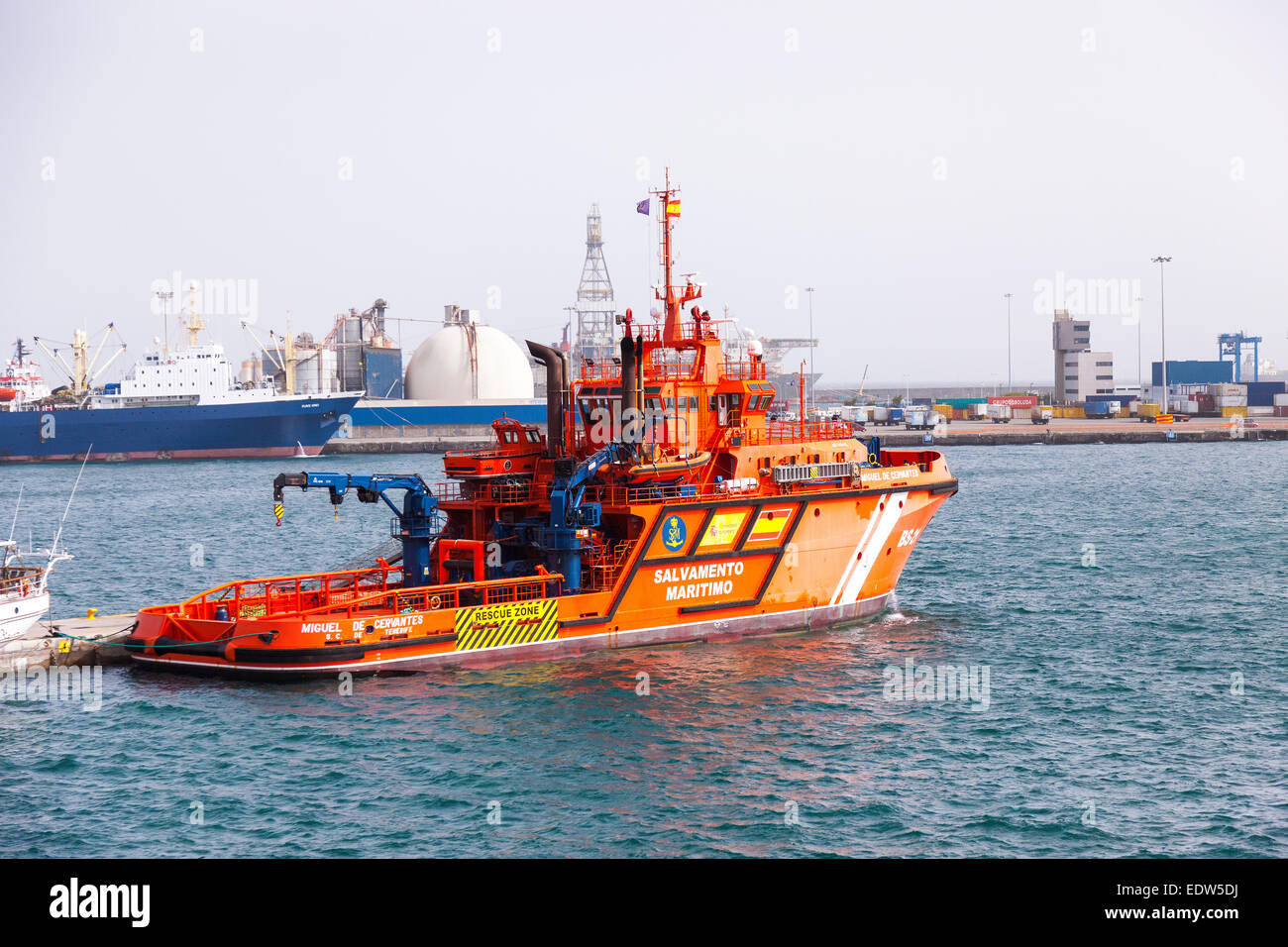 Salvamento Maritimo, Suche und Rettung Schiff festgemacht in Las Palmas, Gran Canaria. Stockfoto