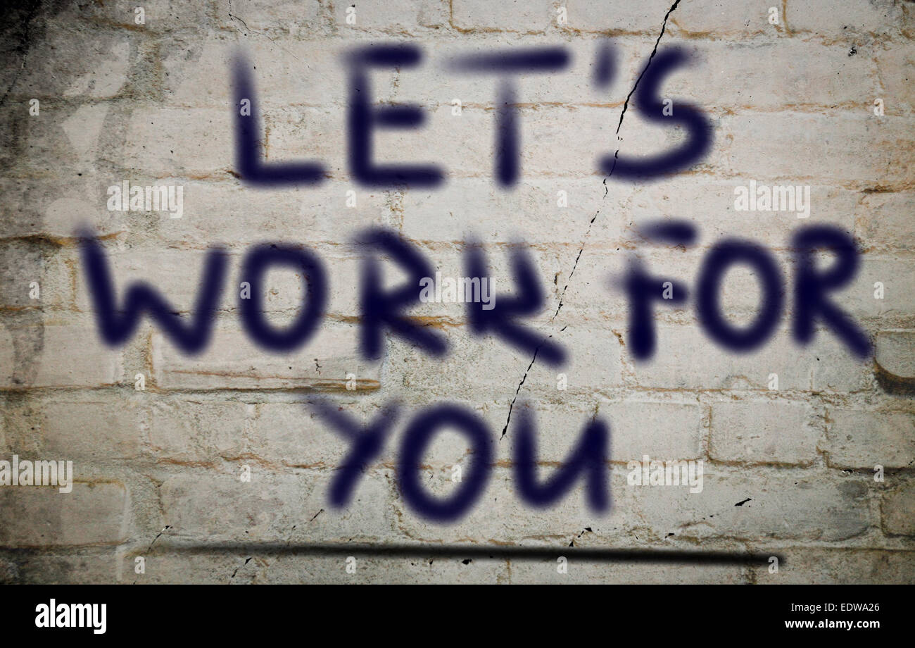 Wir arbeiten für Sie-Konzept Stockfoto