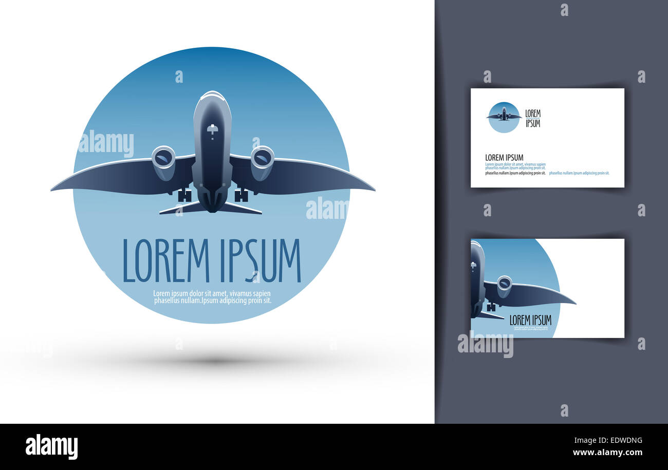 Flugzeug-Vektor-Logo-Design-Vorlage. Symbol für Reise oder Reisen. Stockfoto