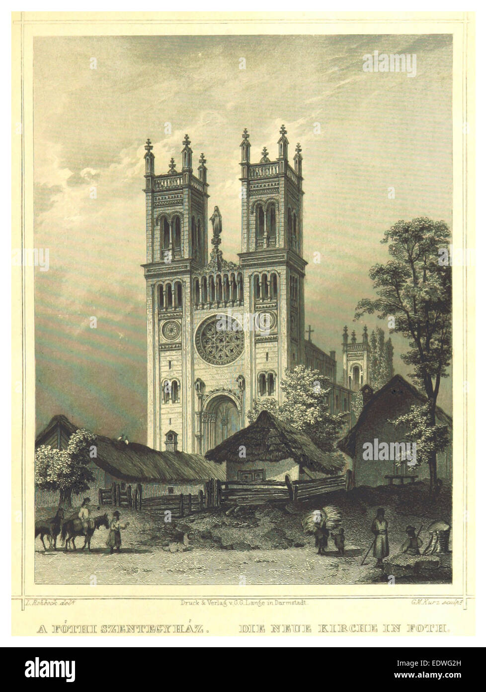 HUNFALVY & ROHBOCK (1859) p267 sterben NEUE KIRCHE IN FOTH Stockfoto