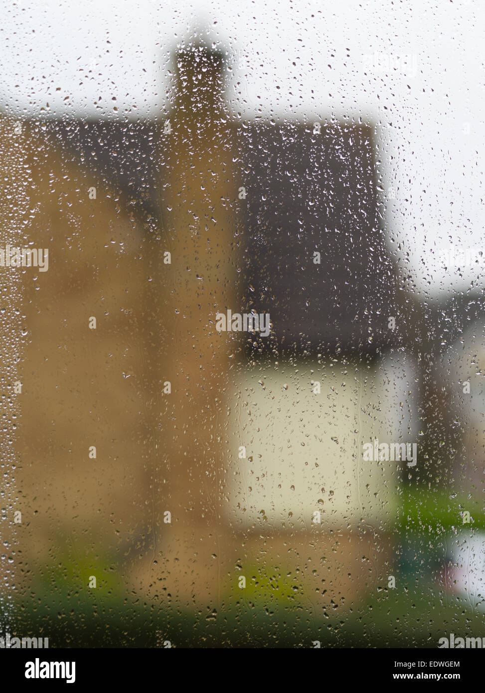 Regen am Fenster Stockfoto