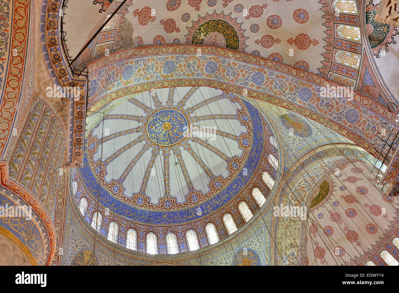 Decke der Sultanahmet Moschee (blaue Moschee), Istanbul, Türkei Stockfoto