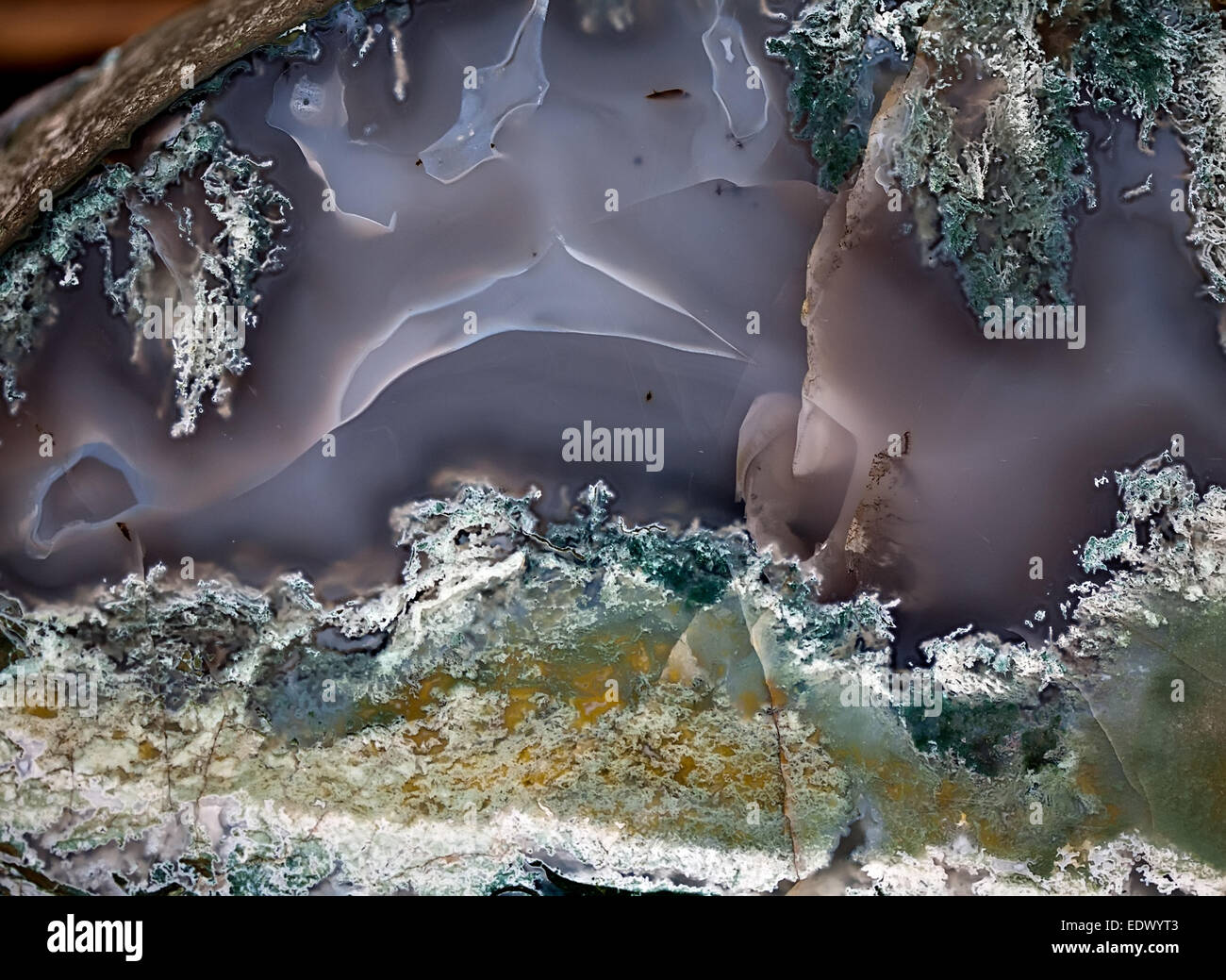 Achat Edelstein-Oberfläche mit Adern Muster Nahaufnahme Stockfoto
