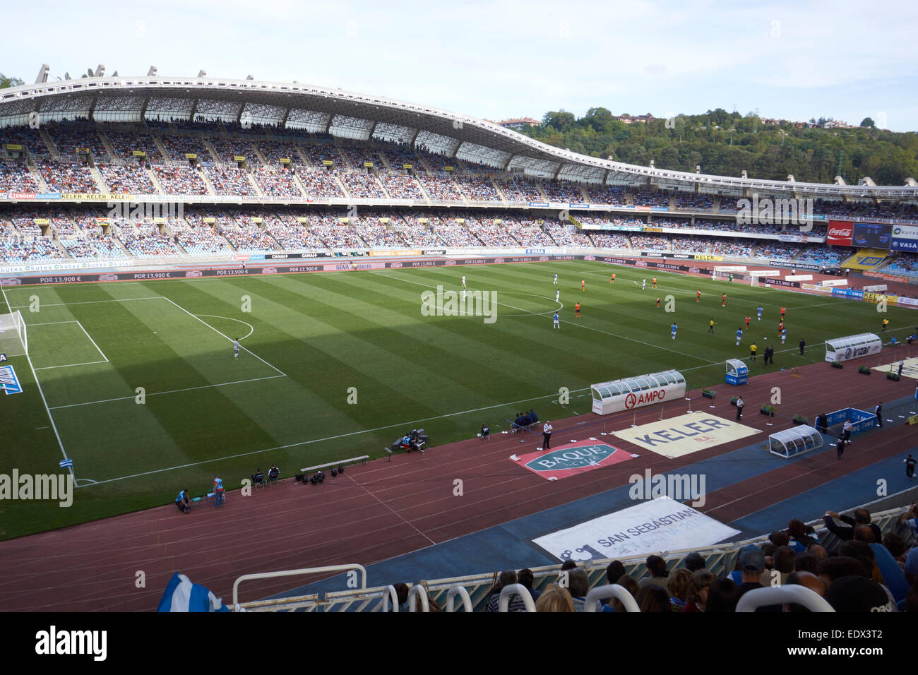 Fussballspiel Zwischen Real Sociedad Und Dem Fc Malaga Im Anoeta Stadion Reale Arena Stockfotografie Alamy