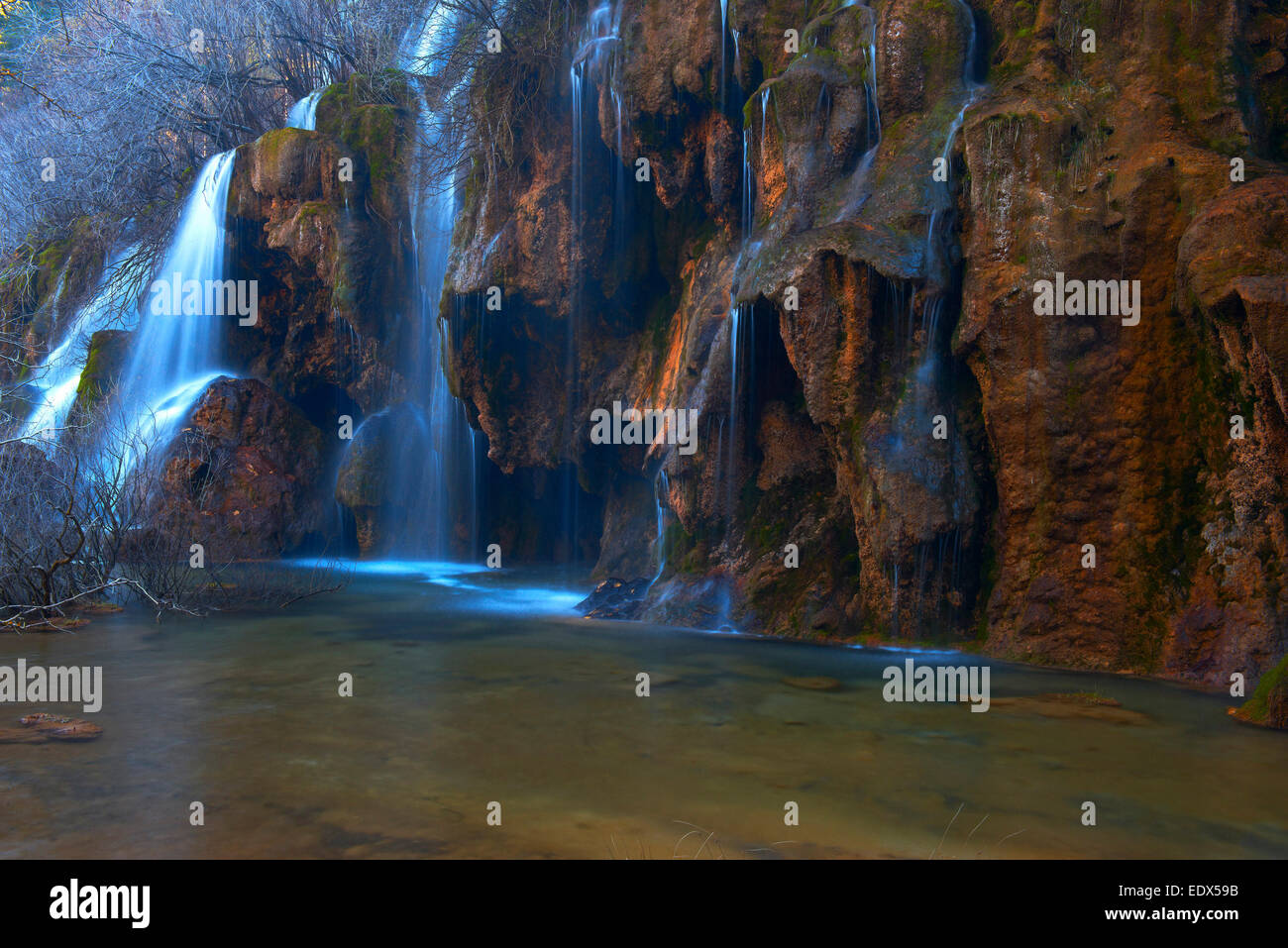 Cuervo Naturdenkmal, Vega del Cororno Cuervo Fluss Quelle, Serrania de Cuenca Cuenca Provinz Stockfoto