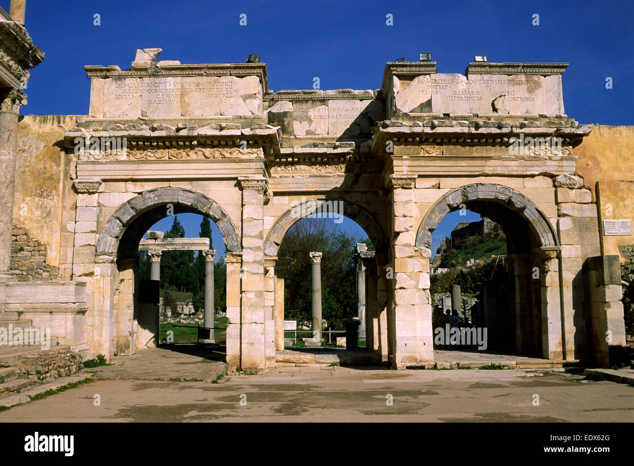 Die Türkei, Ephesus, das Tor des Augustus Stockfoto