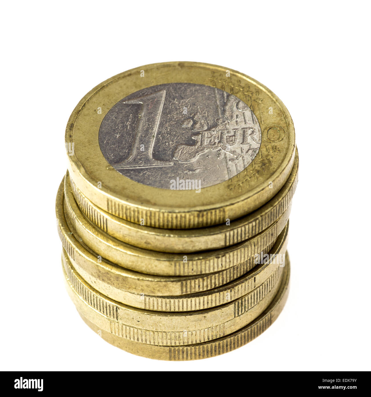 Stapel von ein-Euro-Münzen Stockfoto